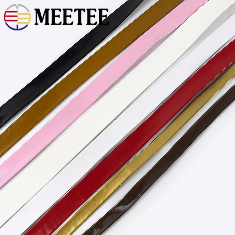 Meetee 5M 5-20mm PU Mirror Hemming Ribbon Leather Webbing Jewelry Decoration Rope DIY Headdress Bead Clothes Edge Accessories