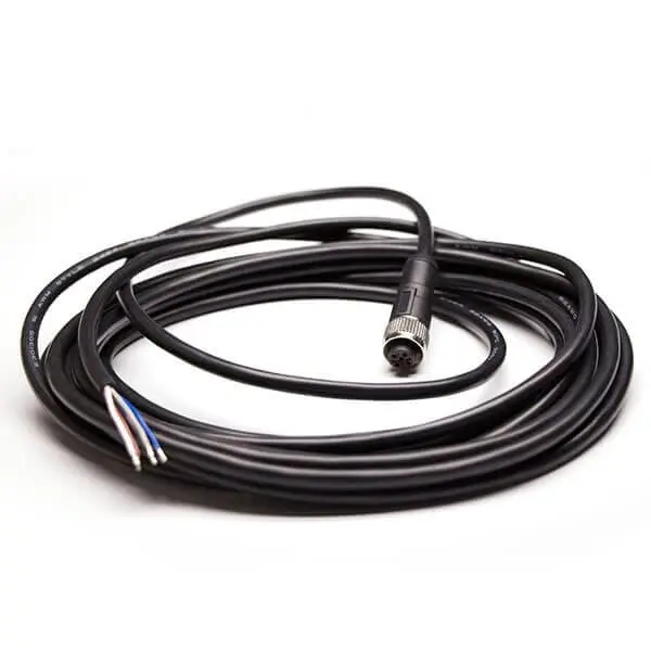 M12 5Pin Profibus Cable Female Straight A-Coding Molded Cable 5M AWG22 PVC Black Unshielded