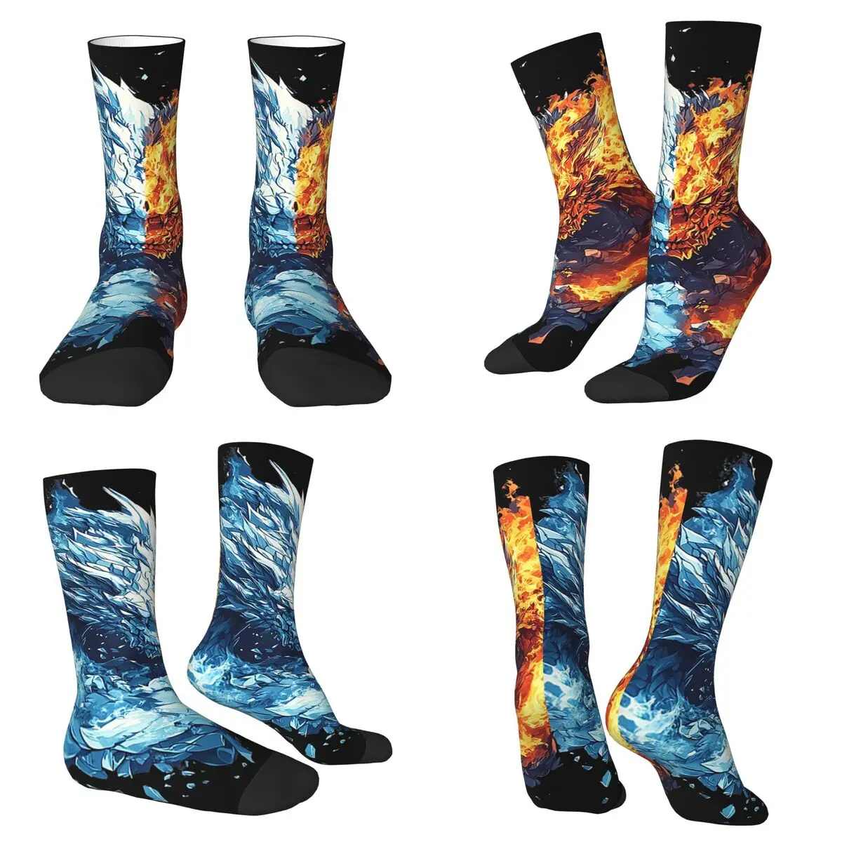 

Эпические носки с принтом льда и огня, носки в стиле Харадзюку, высококачественные носки на все сезоны, длинные носки для мужчин и женщин, подарки на День святого Валентина