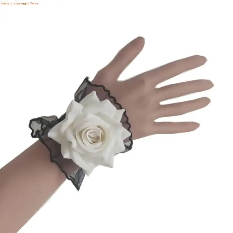 F92D Y2K Bridal Bracelet Cuffs Sleeves for Wedding Party Black White Y2K Accessories