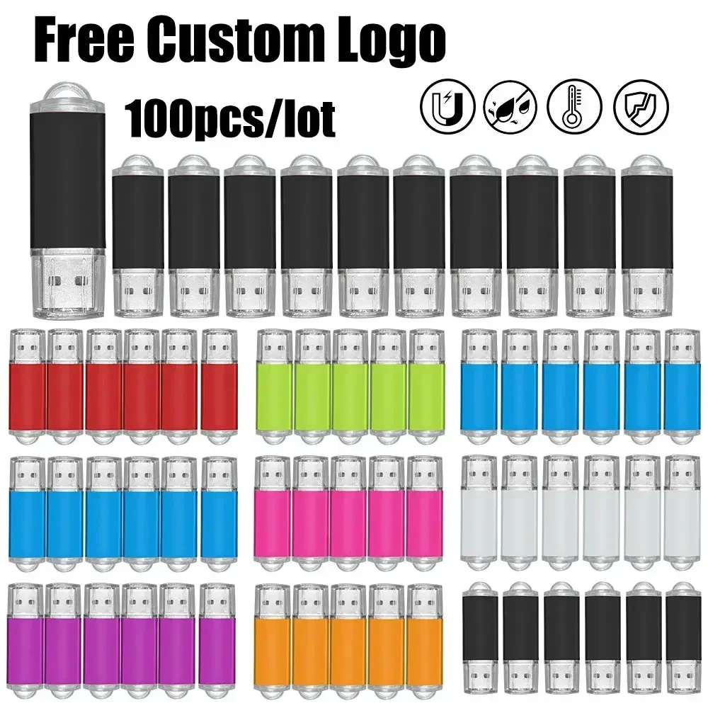 

100pcs/lot Wholesale Price Metal Usb 2.0 Flash Drive 4GB 8GB 16GB Usb Pendrive 32GB 64GB Usb Memory Stick Free Custom Logo Gifts