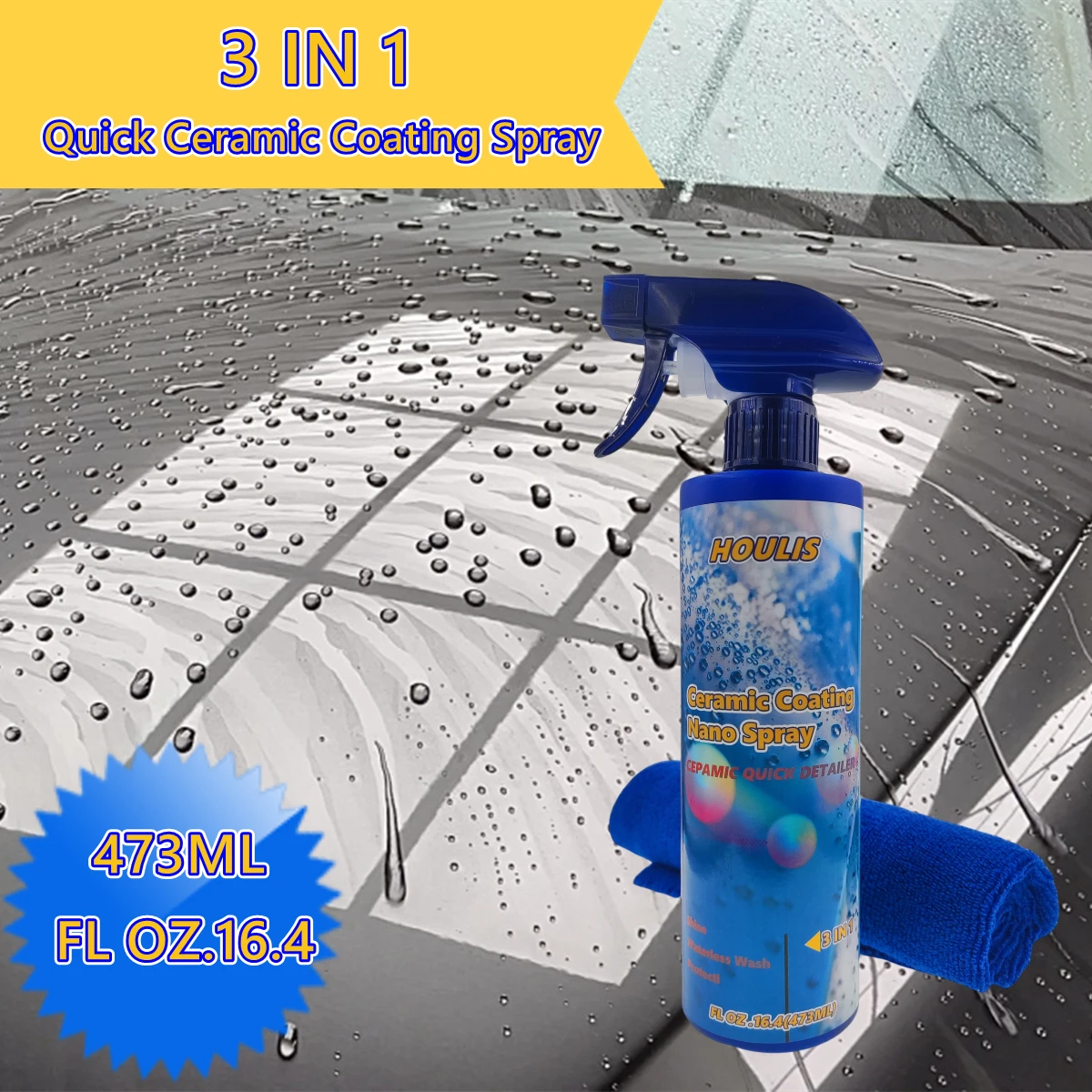 

Car Ceramic Coating Fortify Quick Coat Spray Hydrophobic Top Coat Polish Maximum Gloss Detail Protection Car detailing Spray Set