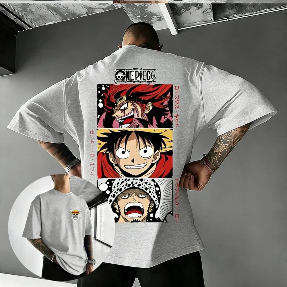 

ONE PIECE Monkey D. Luffy Unisex Pure Cotton T-shirt 2026 Summer Anime Print Oversized Loose Parent-child Short Sleeved Top