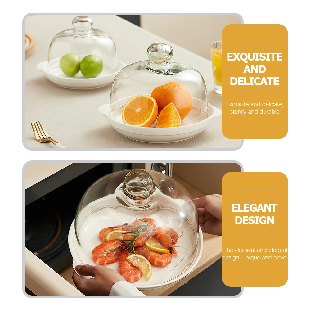 

Cake Plate with Cover Holder Lid Delicate Dessert Tray Stand Dome Microwaveable Food