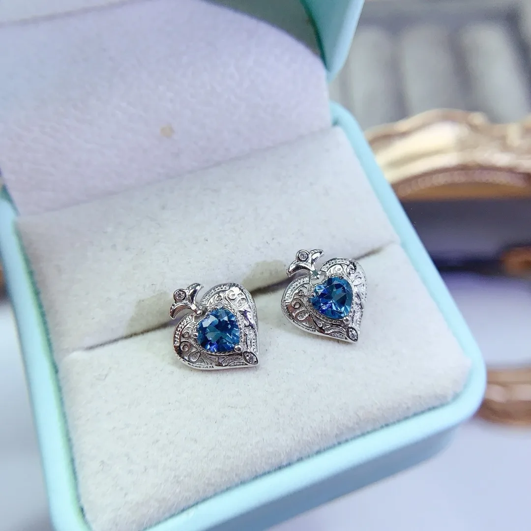 Sophisticated Designer Ear Studs S925 Natural Topaz Sterling Silver  Luxurious Jewelry for Fashionable Women Exceptional Gift