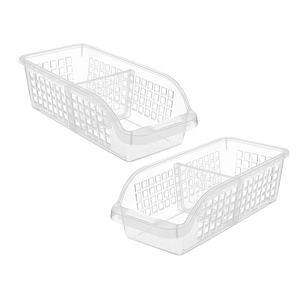 

2Pcs Refrigerator Storage Boxes Transparent Food Containers for Fruits Vegetables Organizer Premium Reusable Plastic Kitchen