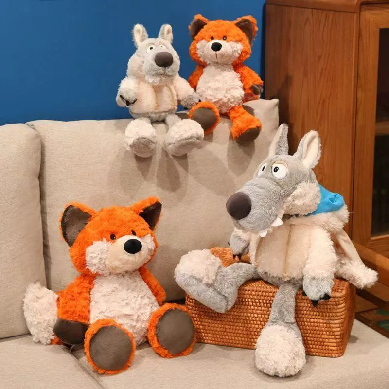 

Милые плюшевые игрушки-лисы и волки, мягкие мультяшные куклы-животные, набор подушек Каваи для детей, подарок, украшение для дома и спальни, Каваи