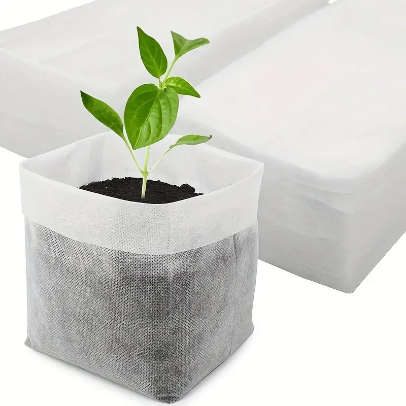 100pcs 8x10cm  Biodegradable Seed Nursery Bags, Non-Woven Plants GrowBags, Fabric Seedling Pots Plants Pouch, Home Garden Supply