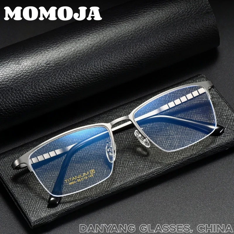 

Мужские квадратные очки MOMOJA Fame, деловые повседневные, легкие, из чистого титана, высококачественная оправа для очков, новинка 2026 года, модель 5003