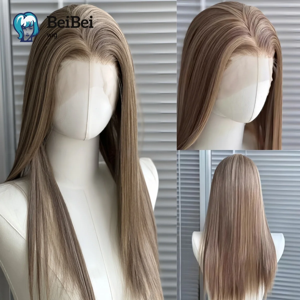 

Asian-style Highlighted Lace Front Wig 13x4 Long Straight for Women Heat-resistant Fiber Hair Wigs for Cosplay Glueless Wigs