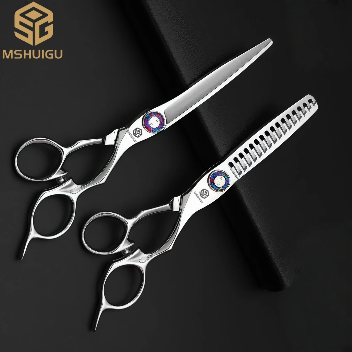 MSHUIGU VG10 6.3 Inch Professional Barber Scissors Multifunctional Thin Hair Cutting Shears for Salon And Family Use