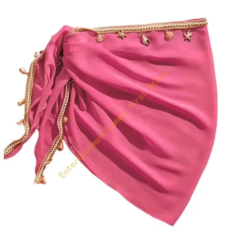 Soft Beach Wrap Skirt Cover Up with Shell Detail for Beach Vacation Shore Wear 55KD