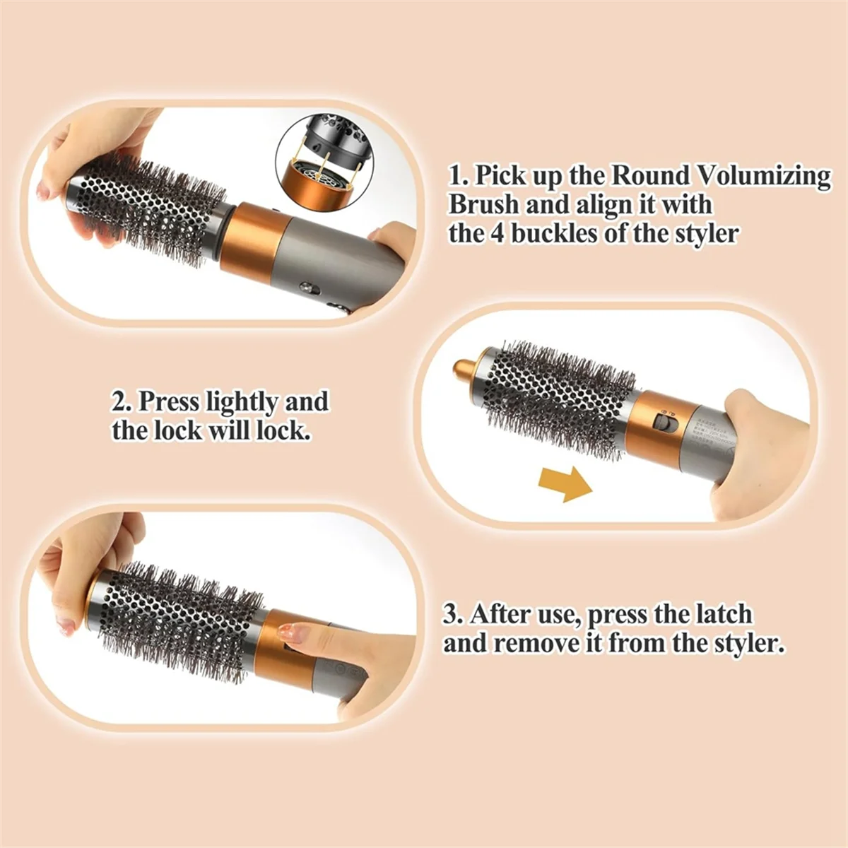 Large Round Volumizing Brush for Dyson Airwrap Attachments,Bigger Oval Round Brush , Fluff Up and Volumize for Styling A