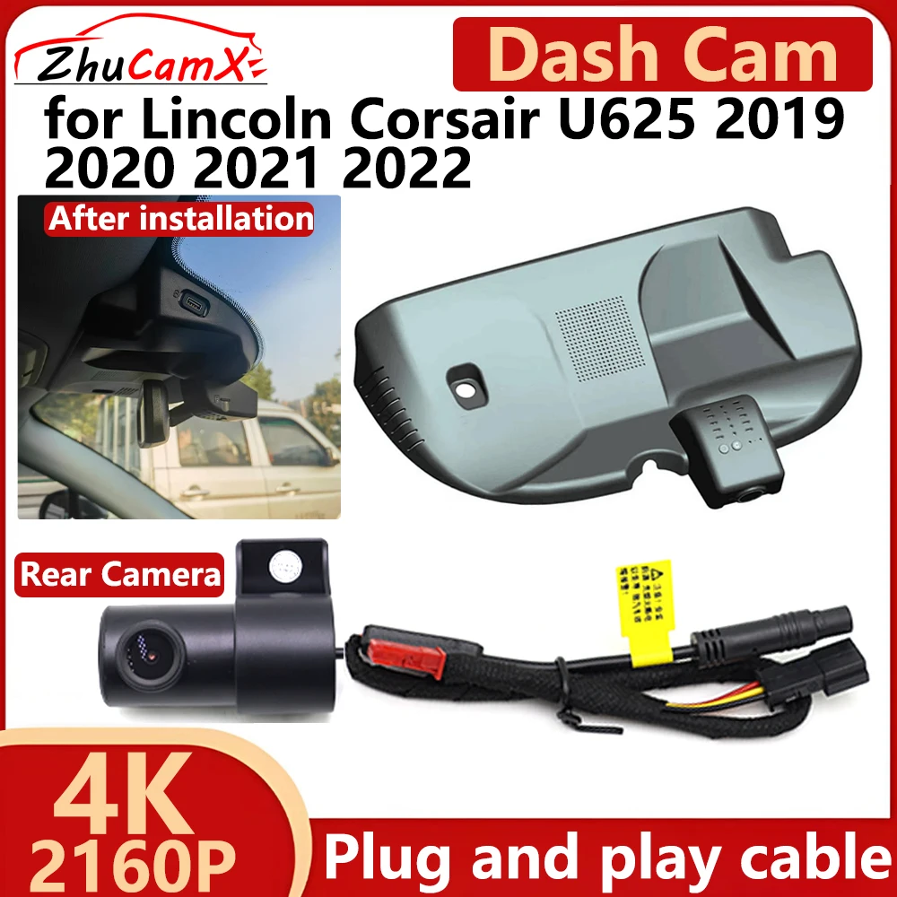 

ZhuCamX for Lincoln Corsair U625 2019 2020 2021 2022 4K UHD 2160P Car DVR Dash Cam Camera Night Vision Recorder Plug and Play