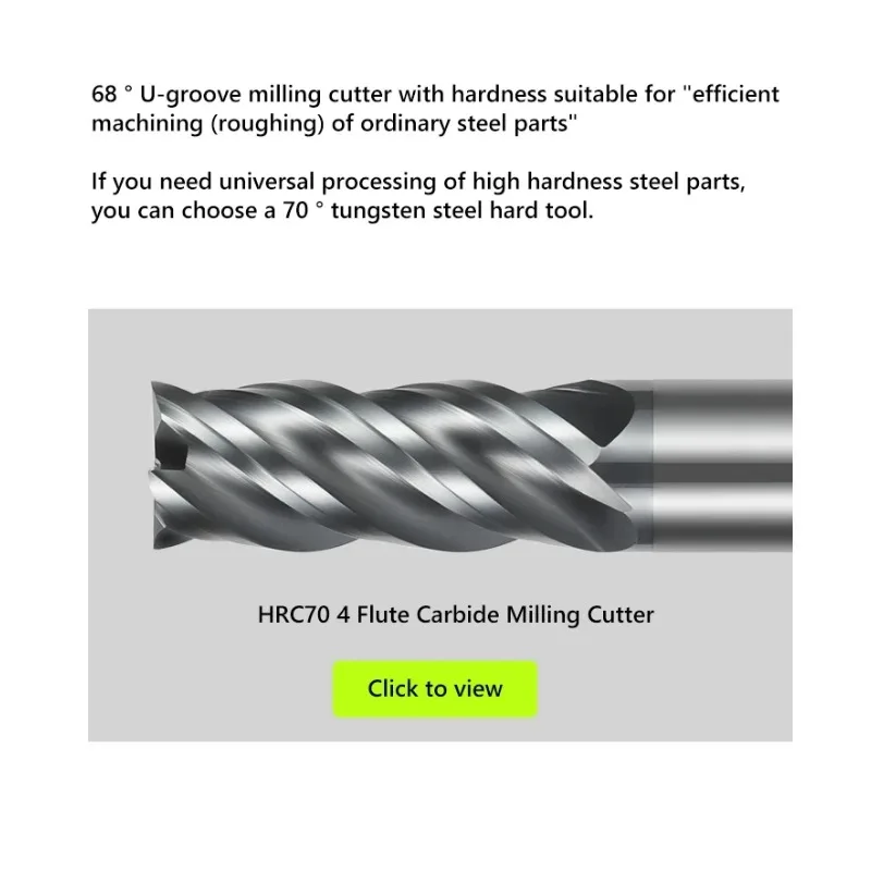 4 Flute HRC68 CNC Carbide End Mill 68 Degree Tungsten U-groove Unequal Helix Stainless Steel Roughing Milling Cutter Tool