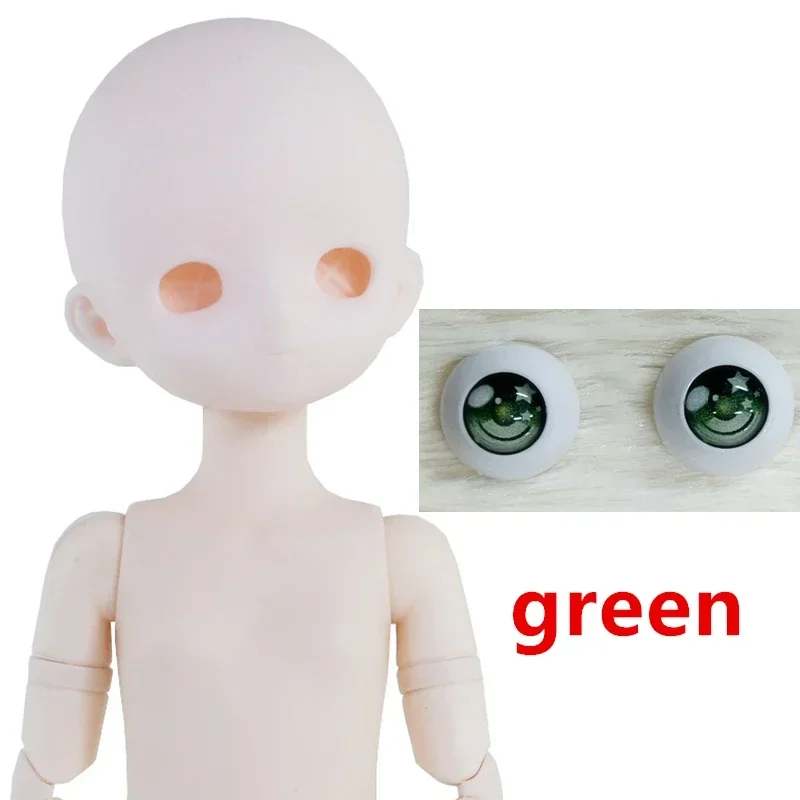 New 1/6 BJD Doll 22 Movable Joints Toys Colorful Anime Eyeballs Body Waist Rotation No Makeup Face Naked with Shoes for Girls