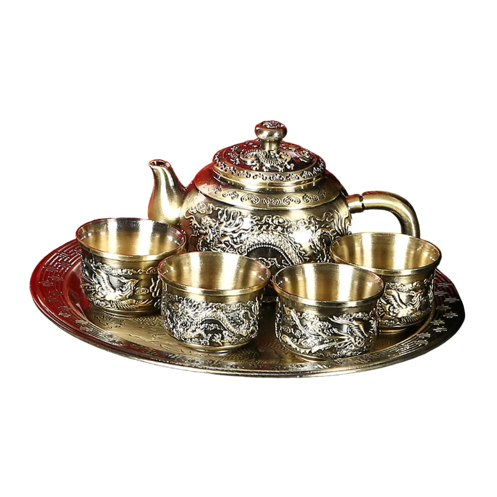 Kung Fu Tea Set Traditional Tea Pot Set 4 Teacups Tea Making Tools Tea Service Set for Travel Business Car Trips Camping Outdoor