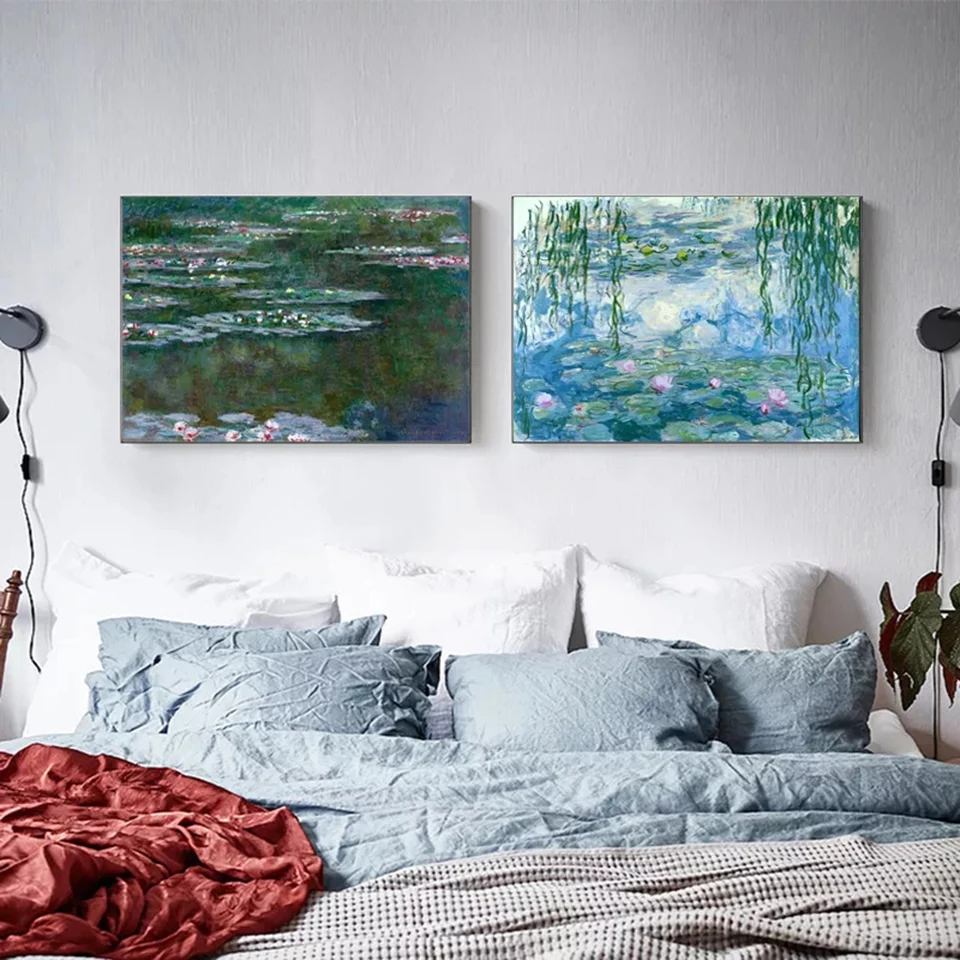 Monet diamentowe malowanie lilie wodne 5D diamentowe sztuki pełny zestaw streszczenie ściegu kryształowa mozaika zdjęcia ze strasu Home Decor