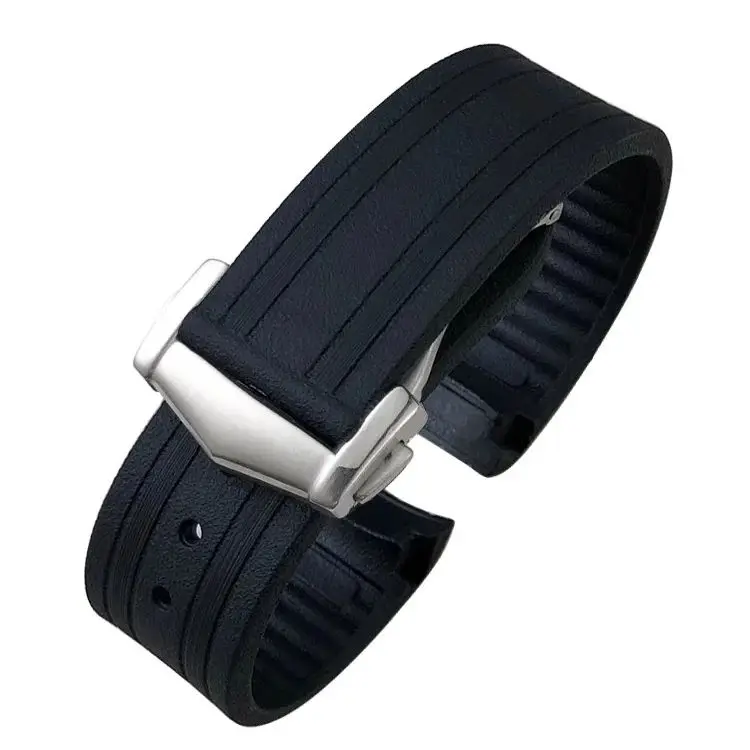 FKM Karet 20Mm Ujung Melengkung Gelang Jam untuk Omega untuk Seamaster 300 Tahan Air Gelang Pria Wanita Gelang Aksesoris Jam Tangan