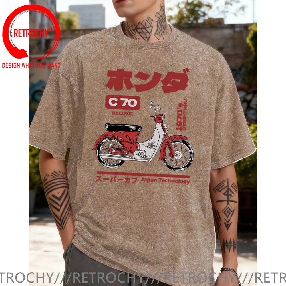 Vintage Washed Cotton T-shirt Classic Motorcy Super Club C70 T Shirt Fashion Streetwear T-Shirt HipHop Tee tshirt Casual Clothes