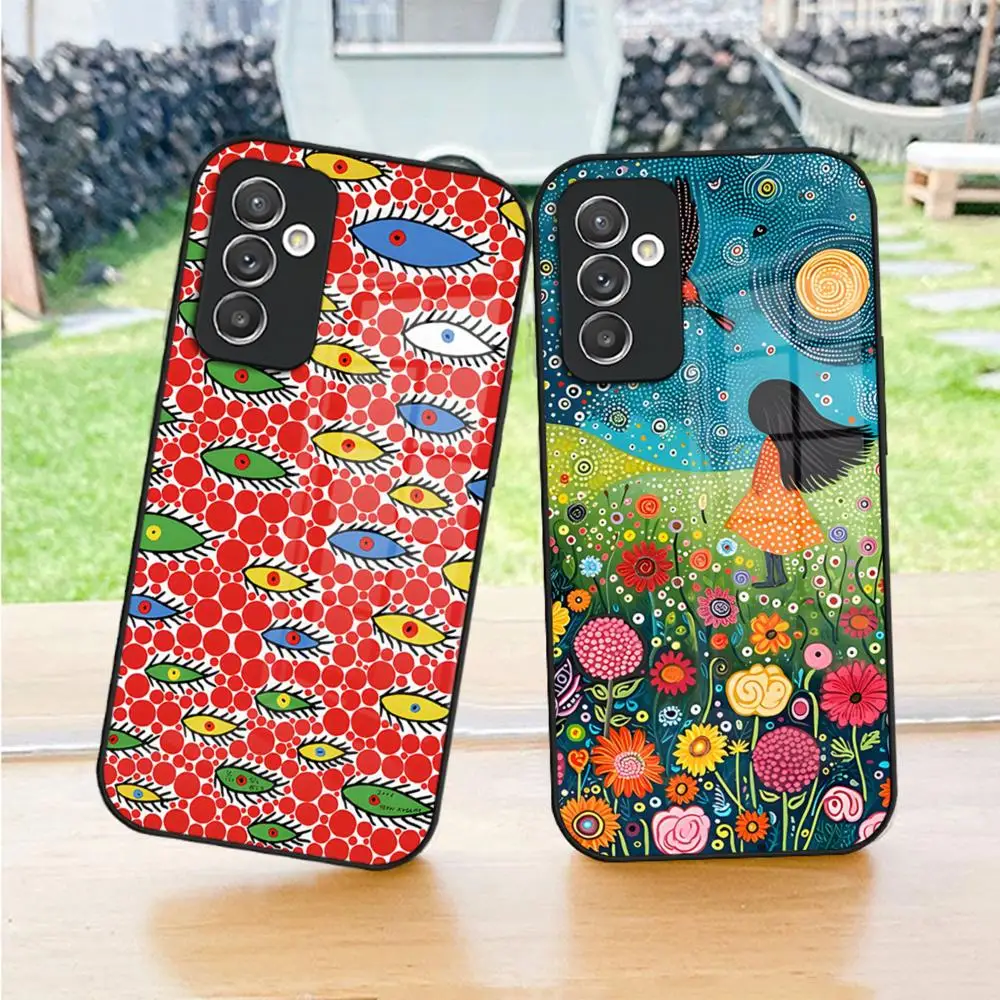 Yayoi Kusama Art Phone Case For S24 Ultra Samsung S23 Fe S22 S20 S21 Plus Galaxy A54 A34 A24 A53 Note 20 Glass Cover