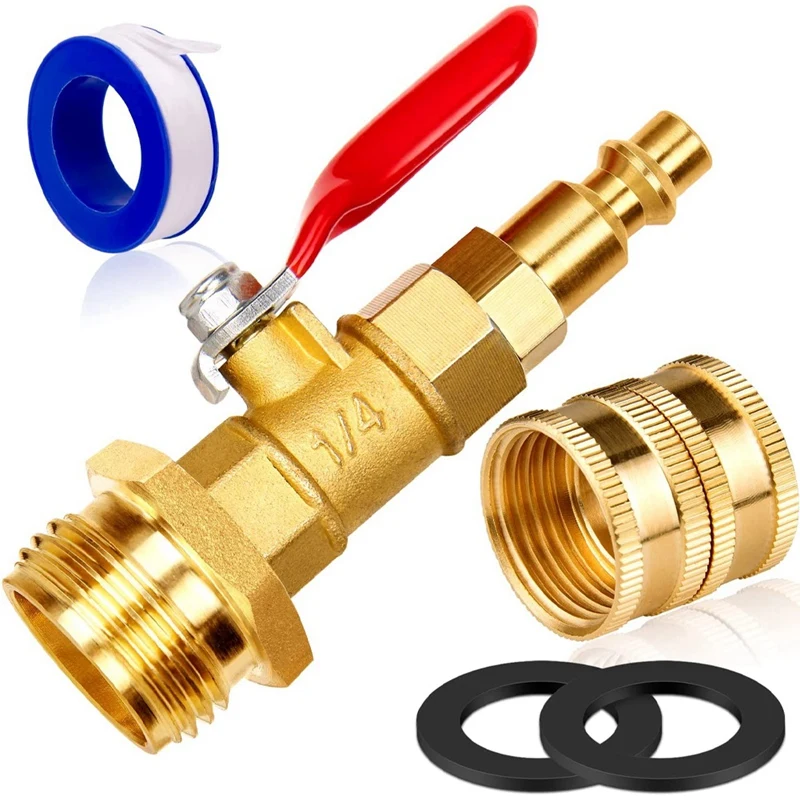 New Dual Purpose Winterize Blowout Adapter With Quick Plug & 3/4Inch GHT Thread, Brass Made Winterizing Quick Fitting