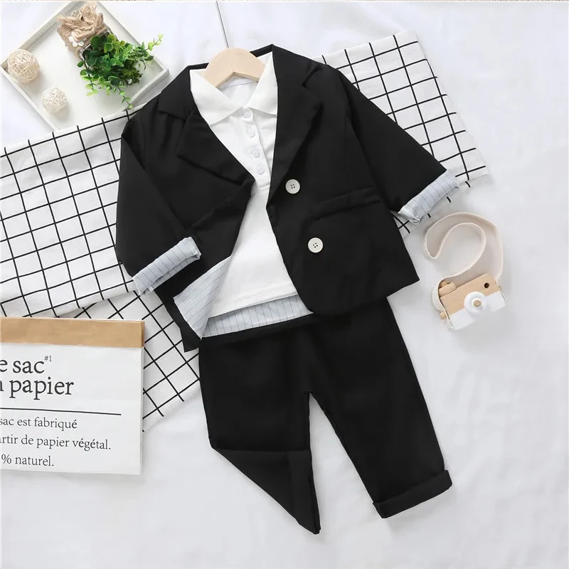 

New Spring Autumn Neutral Kids Clothing Formal Infant Gentleman Coat+Pants 2-piece Suit Leisure Suits 1-8 Years