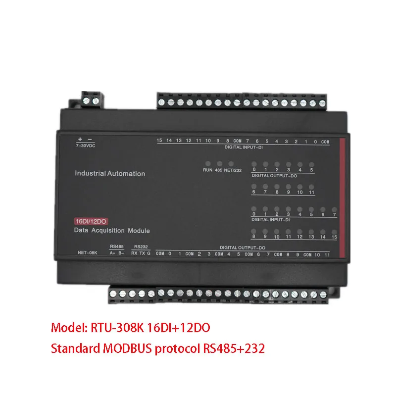 

RTU-308K 16DI+12DO acquisition controller Modbus RTU protocol RS485 232 switch input/output