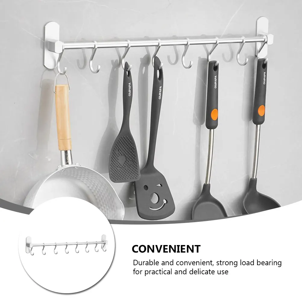 

1pc Kitchen Hooks Stainless Steel Storage Rack Punching Free Movable Bathroom Kitchen Utensils Holder