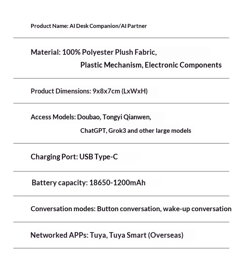 لعبة قطيفة تفاعلية للحيوانات الأليفة بالذكاء الاصطناعي - رفيق ChatGPT الذي يتم التحكم فيه بواسطة التطبيق مع الدردشة الصوتية، لعبة ذكية تعليمية محبوبة دعم عاطفي