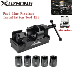 Fuel Line Fittings Installation Tool Kit, Aluminum Alloy Rotary Fuel Hose Connection Bracket For AN4 AN6 AN8 AN10 AN12 Connector