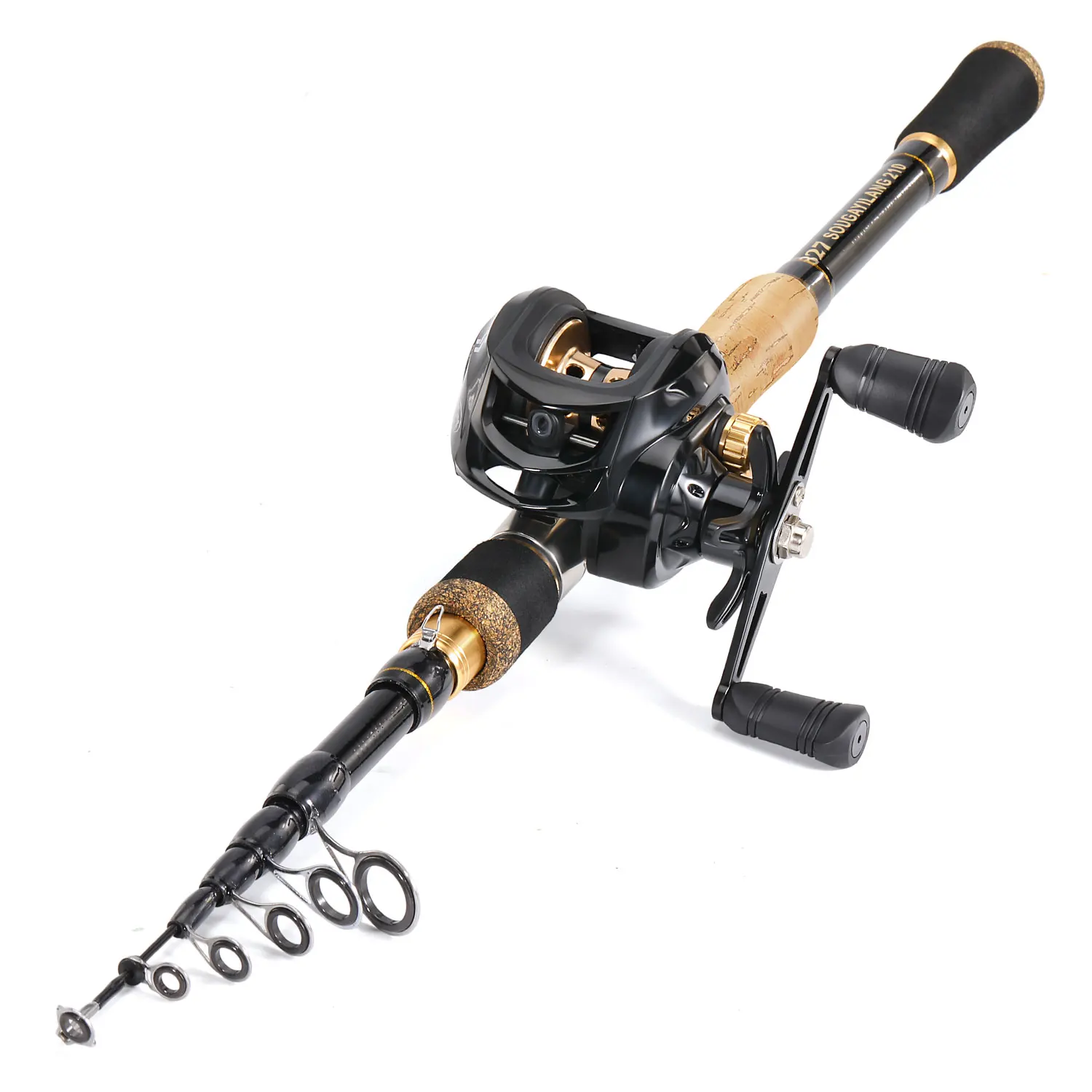 Sougayilang Baitcasting-Angelrute- und Rollen-Set, 1,6 m–2,1 m, Teleskop-Angelrutenrolle, Kombi-Komplettset, Angeltasche, Bass-Mist – Detail 5