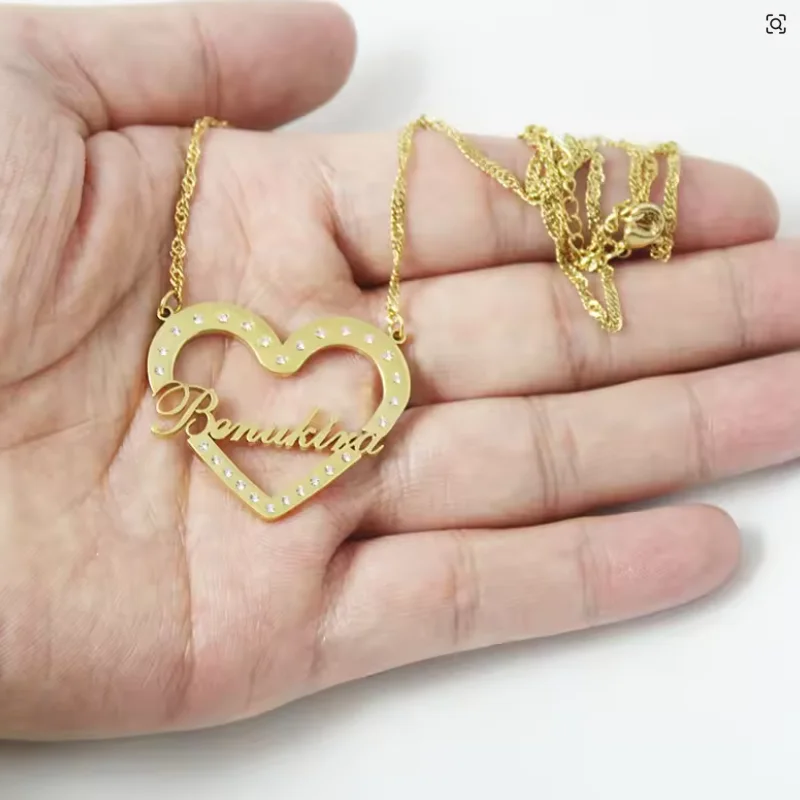 

Stainless Steel Custom Name Necklace With Diamond For Girls