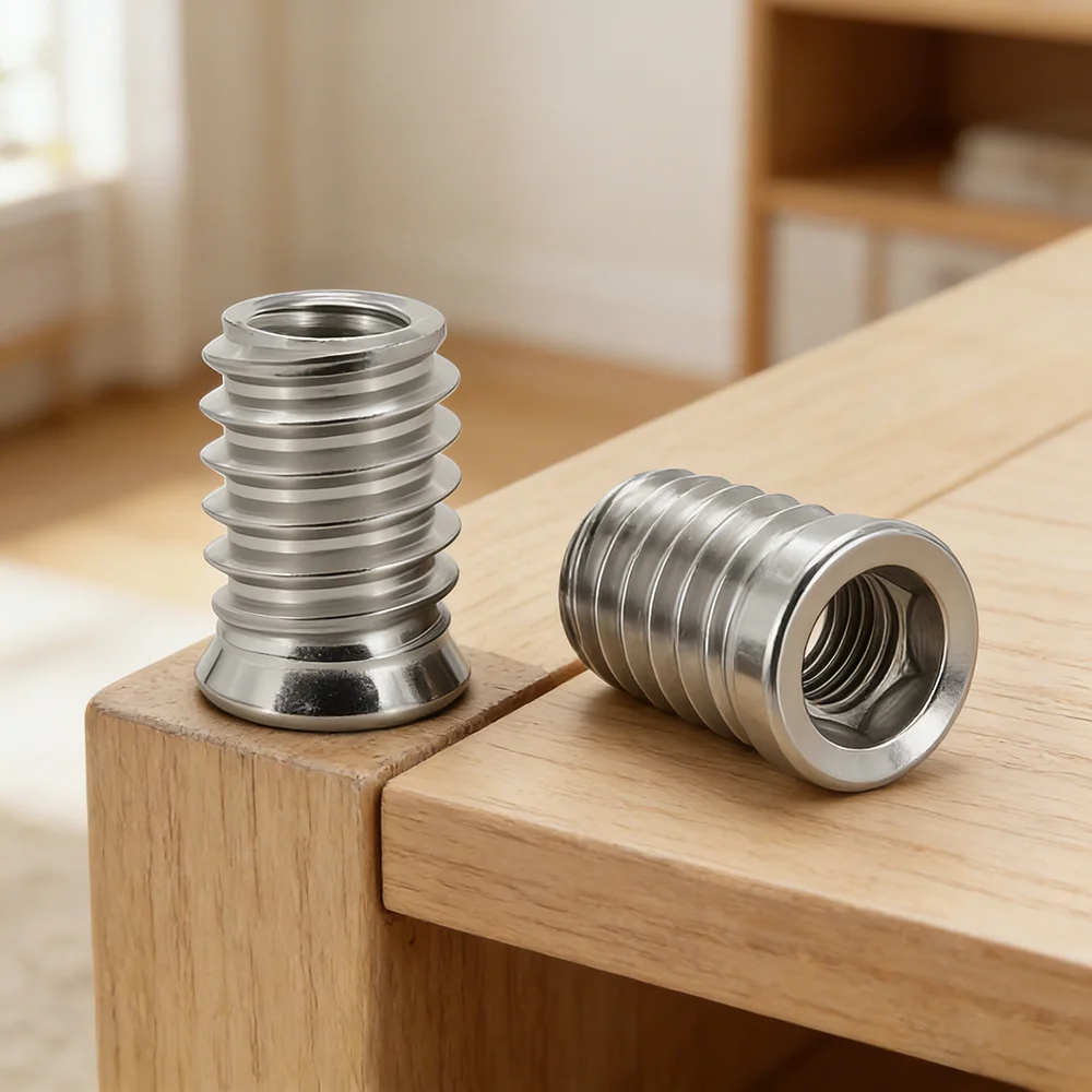 10Pcs 304 Stainless Steel Hex Socket Furniture Insert Nut M4 M5 M6 M8 Metric Thread Woodworking Bed Chair Desk Cabinet Nuts