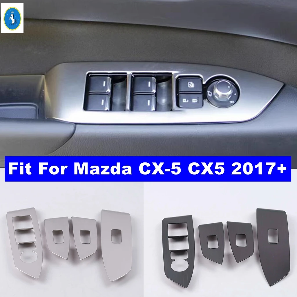 

LHD Window Switch Panel Adjust Cover Trim Stickers Strips Garnish Decor Accessories Car Styling For Mazda CX-5 CX5 2017 - 2024