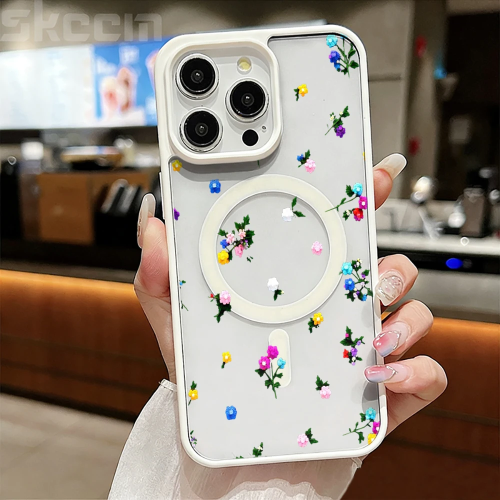 Einfache Tulpenblumen-Schutzhülle für iPhone 17 14 12 Pro Max 13 16 15 Plus 11 Hüllen für MagSafe kabelloses Laden stoßfeste Hülle – Detail 9