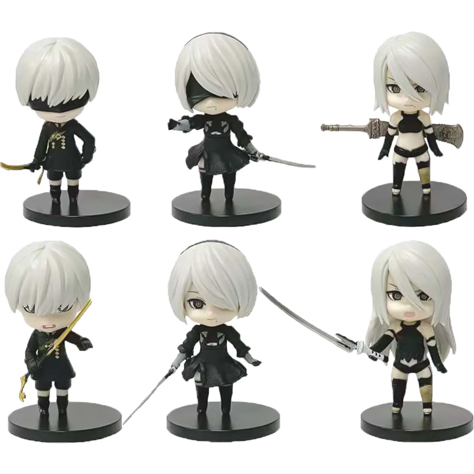 

Q Ver Nier Automata 6 Pcs/Set 9.5cm Figures Gifts Game Model Toys Anime YoRHa 2B 9S Kawaii Beauty Girl Periphery Doll Ornaments