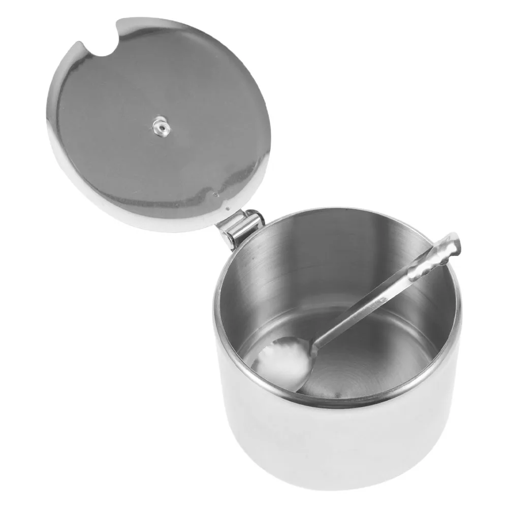 

2 set 2 Sets Stainless Steel Sugar Bowl Spice Dispenser Salt Container Set with Spoon for Kitchen Condiment Storage Jar for Salt