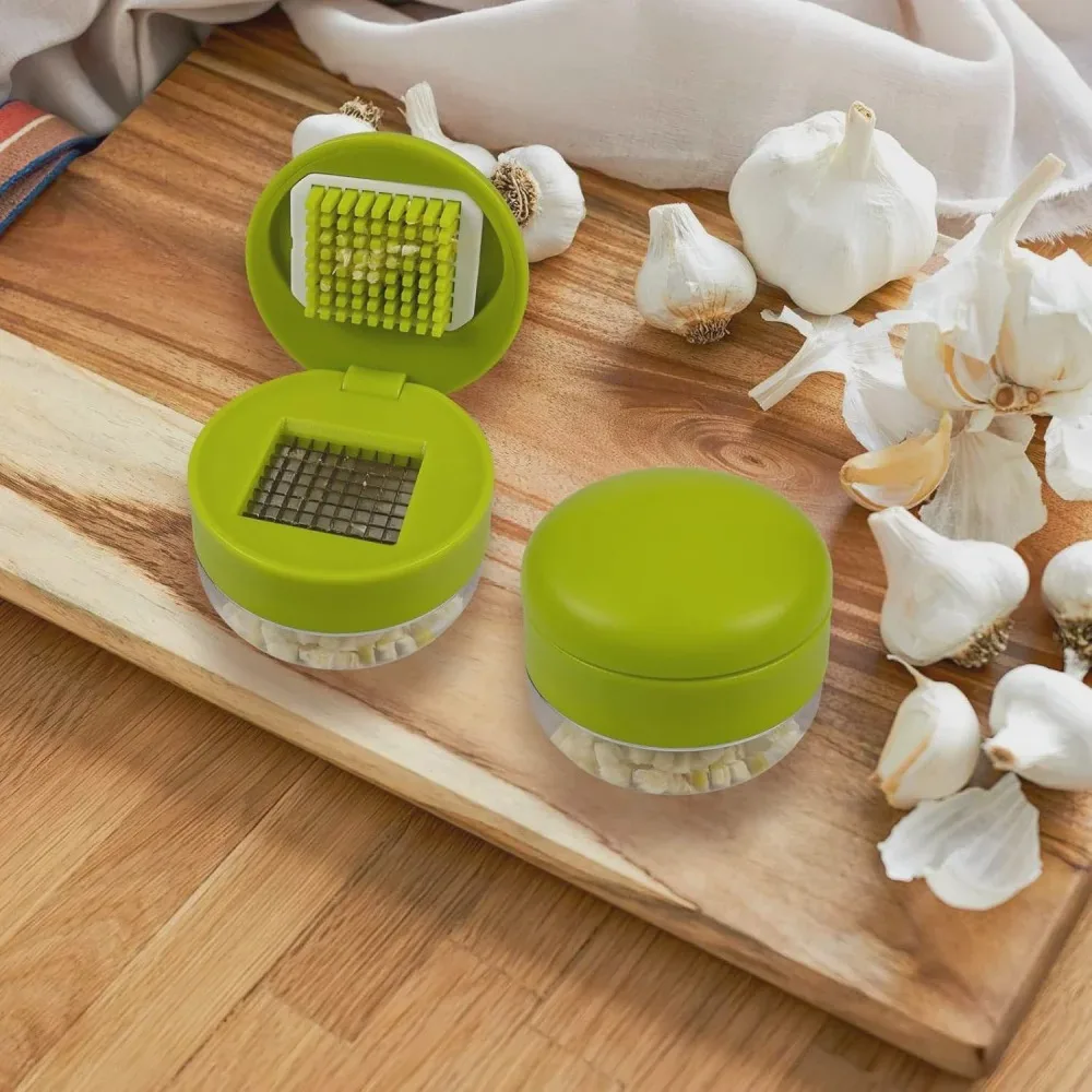 1pc Multifunctional Garlic Press Manual Mincer， ABS and Stainless Steel Garlic Slicer Handheld Ginger Masher with Storage Case
