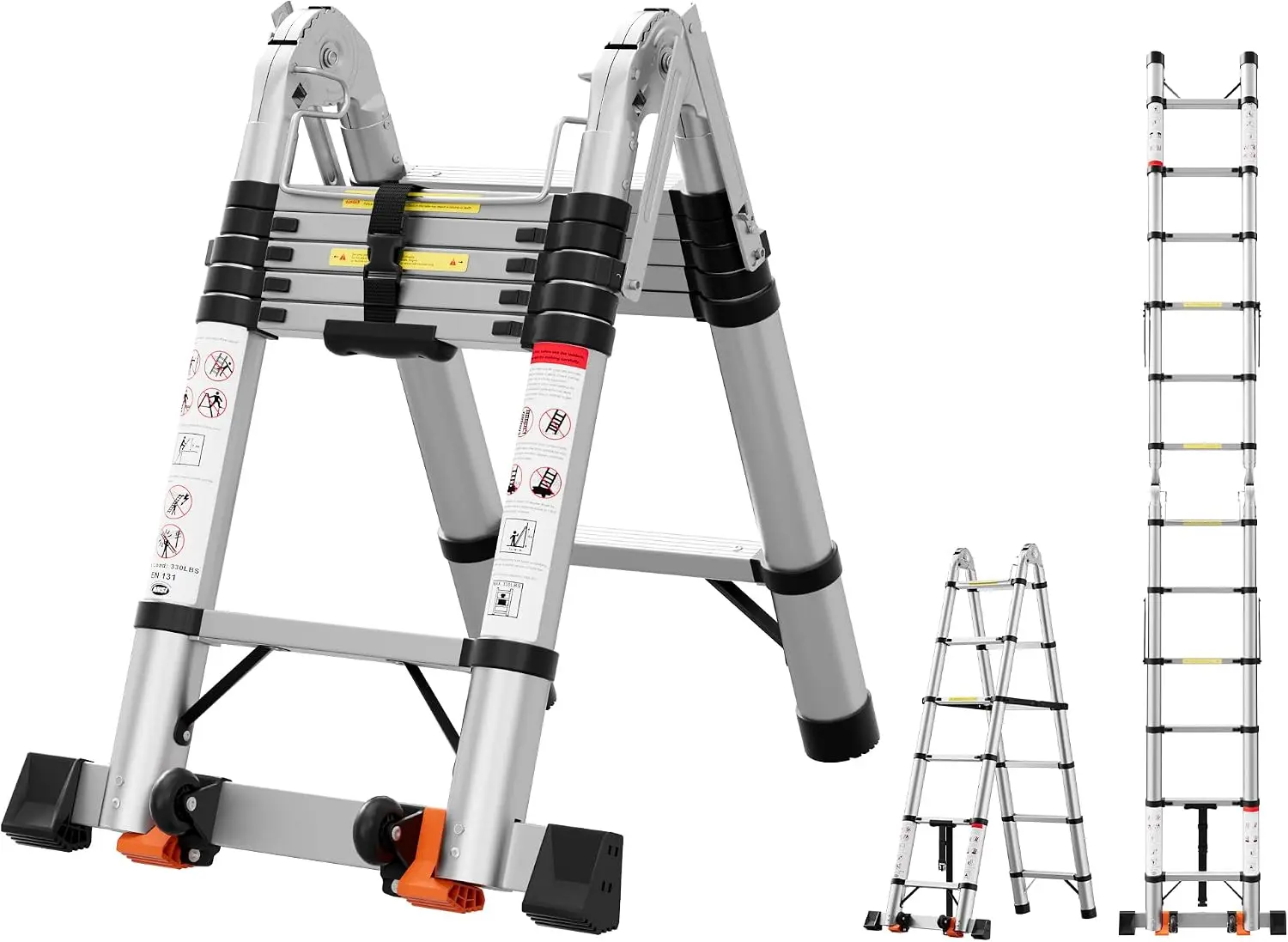 3.5M Aluminum Telescopic Folding Step Ladders 150kg Load Capacity 9 Steps Minimalist Design Customizable Length Household Manual