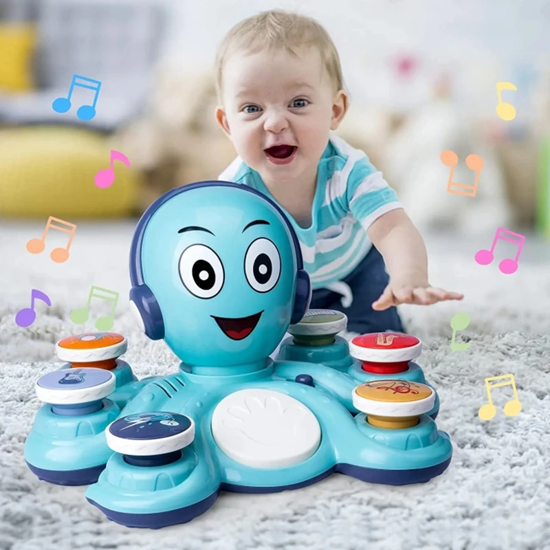Giocattoli musicali per bambini Giocattoli educativi musicali Giocattoli musicali per polpo Strumenti musicali educativi giocattolo per regalo di compleanno Rosa