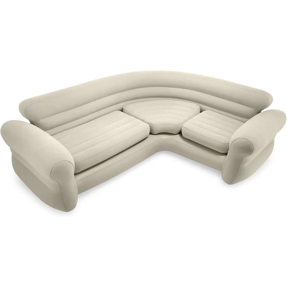 

68575EP Inflatable Corner Sofa: L-Shaped Indoor Use 2-in-1 Valve 880lb Weight Capacity 101” x 80” x 30”