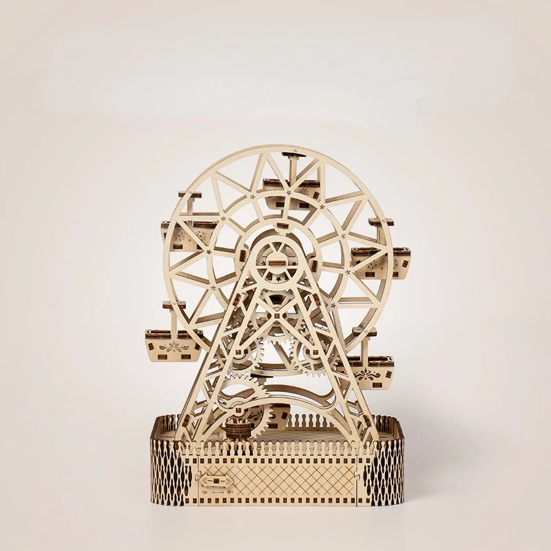 

New Handmade DIY Wooden Toys Smart Puzzle Ferris Wheel Assembly Splicing Puzzle Toys Unfinished Wood Shapes DIY Wood Ornament