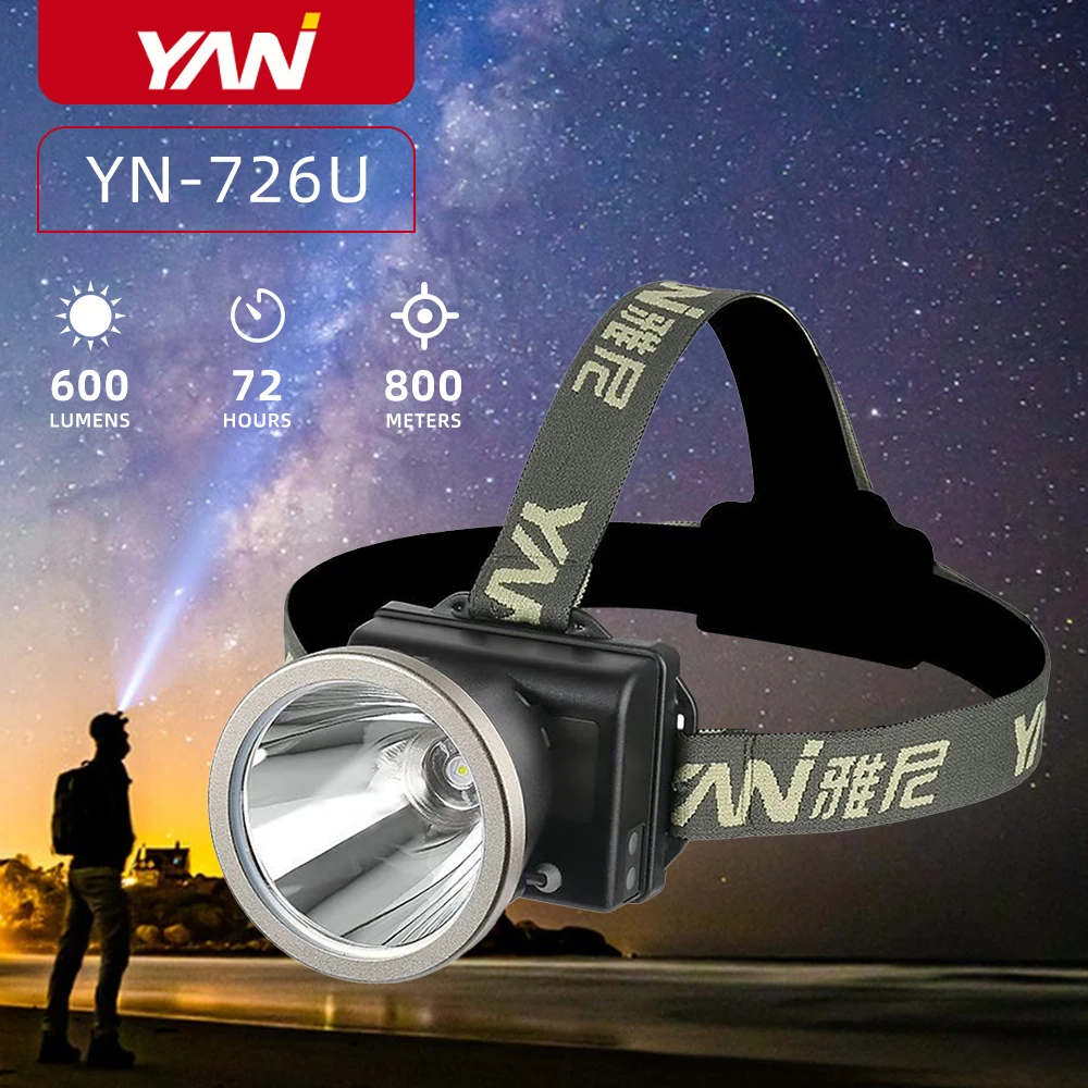 YN-726U Portable Led Headlamp 3 Lighting Modes Rechargeable Headlamp Super Bright Flashlight Light for Outdoor Camping Fishing