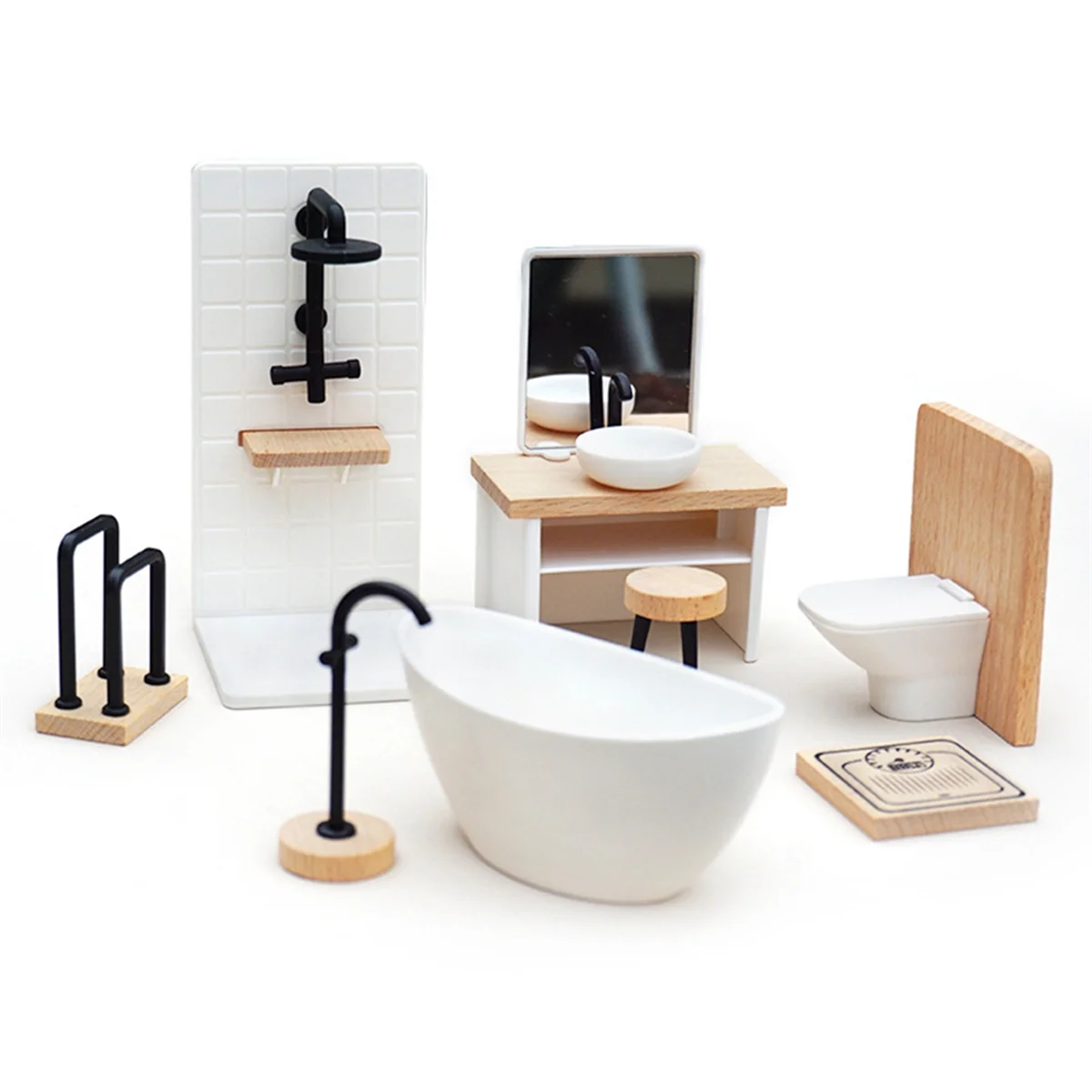 1/12 Doll House Simulation Washbasin Tub Toilet Model Doll House Bathroom House Miniature Furniture Accessories