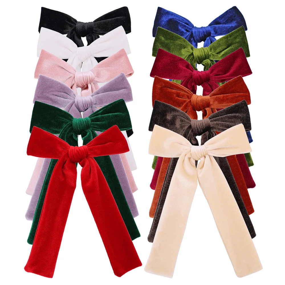 

36 шт./лот, 5 "бархатные заколки для волос с бантом для женщин и девочек, длинные заколки с кисточками, зажим для хвоста, детские аксессуары для волос