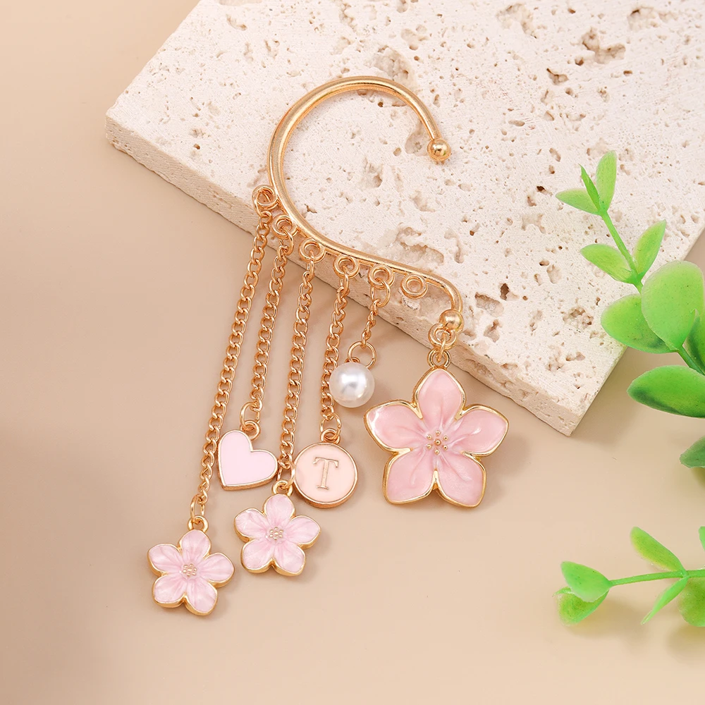 Aihua Neue Perle Sakura Blume Clip Ohrringe Für Frauen Lange Quaste Nicht-Piercing Ohr Clips Gefälschte Knorpel Ohrringe Schmuck geschenke – Detail 4