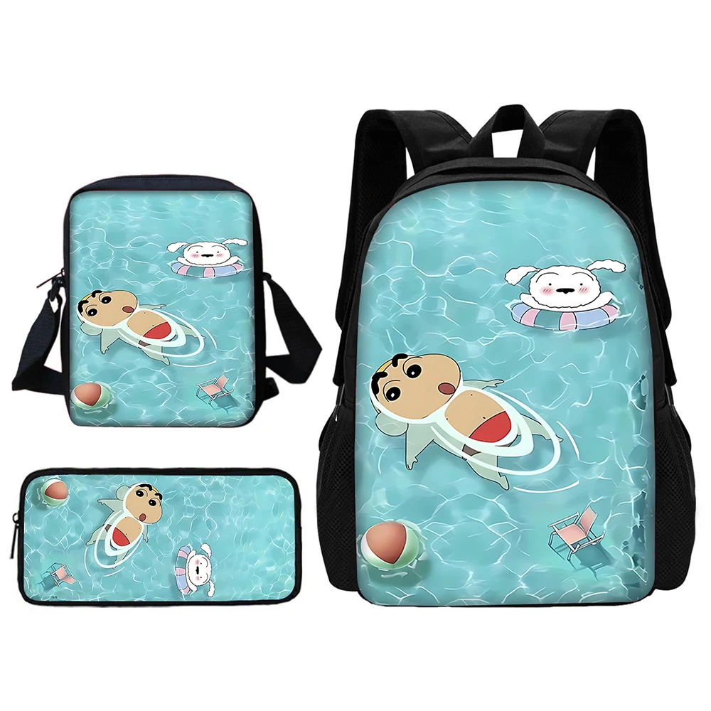  S-shin-chans Cartoon Crayons School Bag For Boy Girls with Shoulder Bags Pencil box Cartoon Backpack for Child