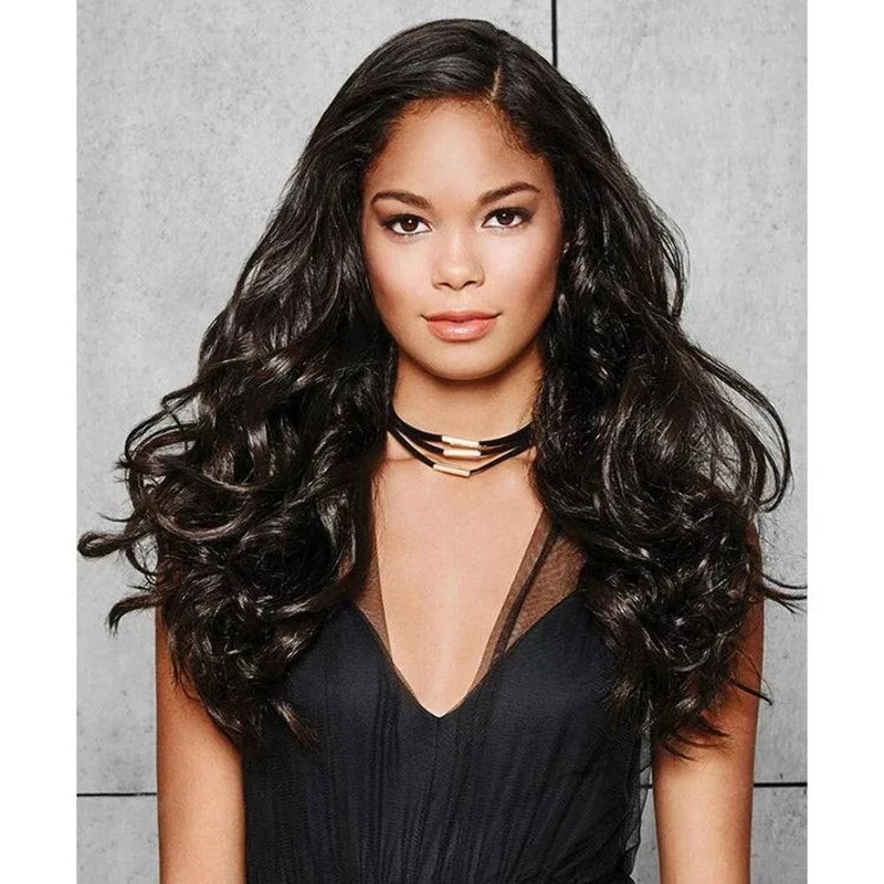 

New Womens Long Natural Dark Brown Wavy Full Wig 20 Inch
