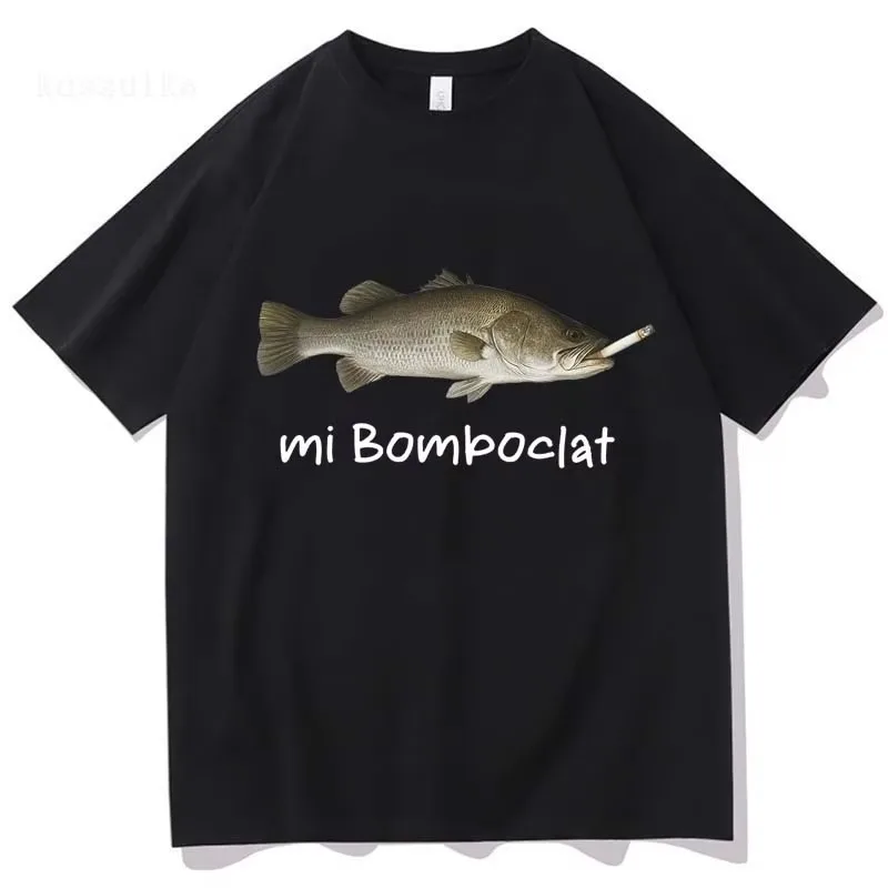 Funny Bomboclat Fish Meme T-shirt High Street Fashion Short Sleeve Tshirts Women Men Harajuku Vintage T Shirts Cotton Loose Tees